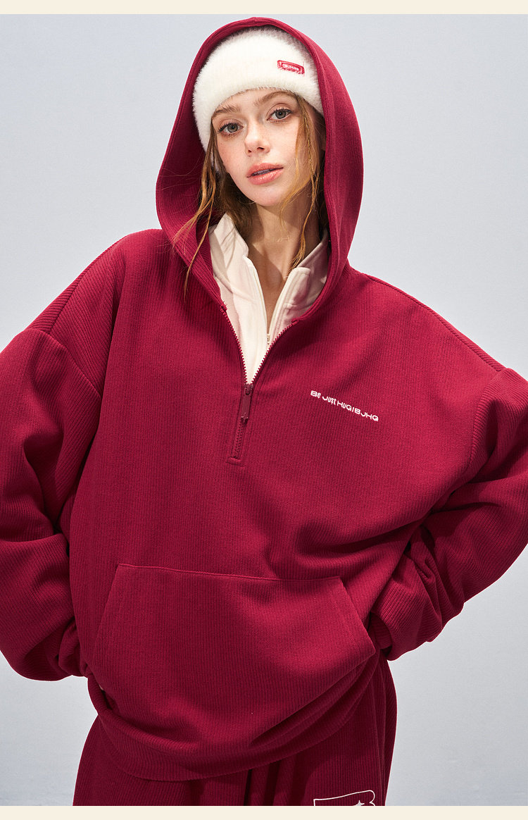 BJHG Corduroy Half-Zip Hoodie
