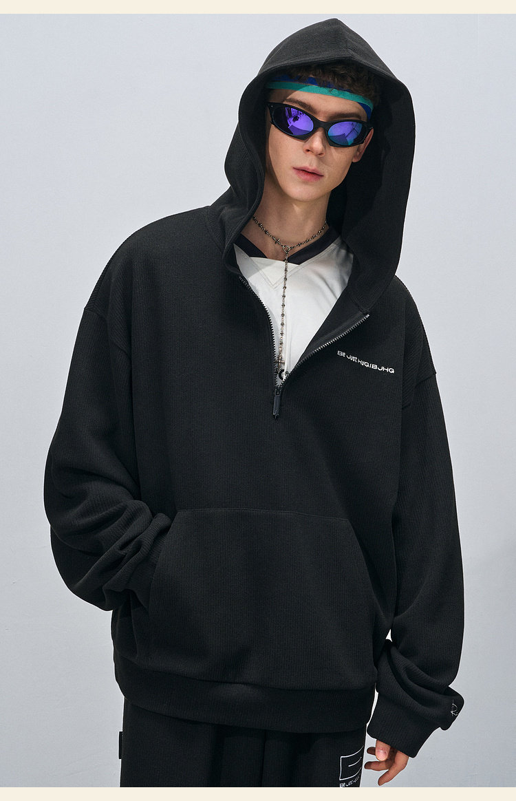 BJHG Corduroy Half-Zip Hoodie