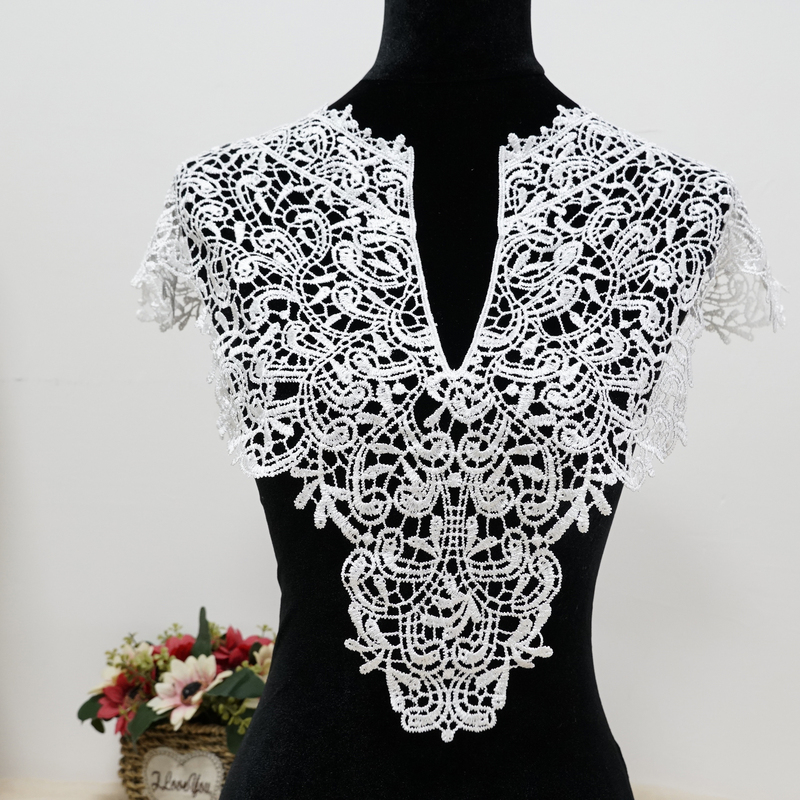 Black and White Water-Soluble Lace Collar, Simple Retro Decorative Wedding Dress, Cheongsam Fake Collar, V-Neck, Round Neck