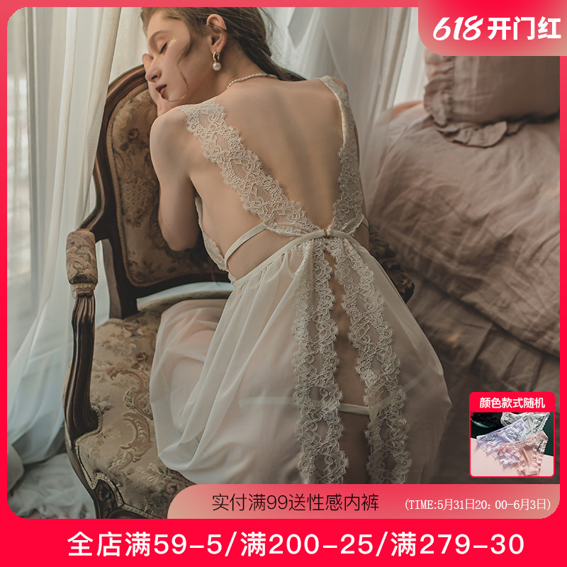 Upper Small Building Sexy Pyjamas Skirt Summer Ultrathin Clairvoyt Woman Very Fairy Seductive Private Room Seductive Harness Sleeping Dress