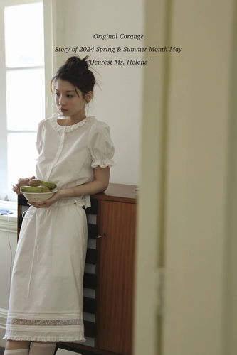 Белая длинная рубашка, юбка, комплект, французский стиль