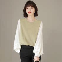 ROUJE POWER lantern sleeve shirt Womens 2021 Autumn New loose slim jokey Jersey