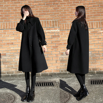 Sandro Fashiong double-sided cashmere black coat women winter long coat women 2021 New
