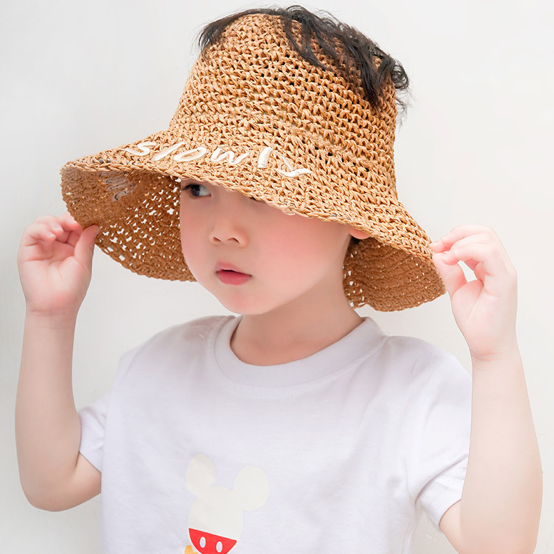 Child hat girl sunscreen sunscreen hat Summer Korean version baby empty top grass hat boy fisherman hat basin cap