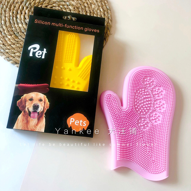 Foreign trade silicone soft massage Labrador cleaning bath brush golden retriever brush bath gloves