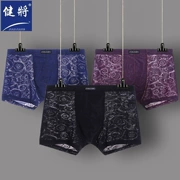 Thể dục nam Đồ lót lưới Trong suốt Ice Silk Dàn Boxer Mùa hè Siêu mỏng Sexy Trung eo Thanh niên Boxer - Vòng eo thấp