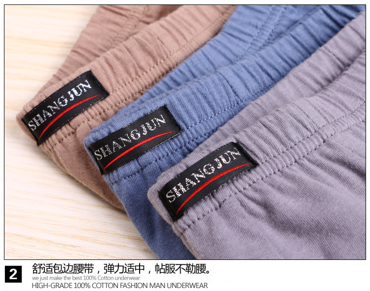 Kích thước lớn 100% cotton cộng với phân bón để tăng quần lót nam chất béo cotton thêm eo lớn hơn quần lót nam béo quần lót nam thun lạnh siêu mỏng