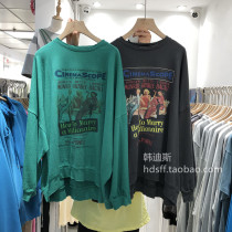 2021 autumn dress Korea East Gate new European and American figure pattern loose Han fan long bat sleeve t-shirt women