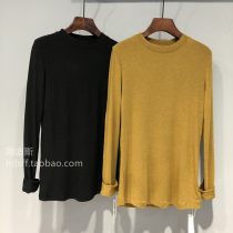 21 Autumn Yuanxi new solid color simple Joker high elastic slim slim half high collar long sleeve T-shirt base shirt Women