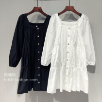 2021 autumn dress Korea 2d new solid color loose age age collar A- shaped big pendulum dress cake skirt