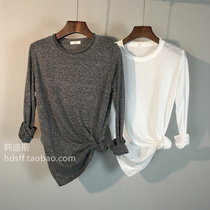 Korea TH snowflake cotton comfortable simple and versatile thin round neck long sleeve T-shirt base shirt top womens spring and autumn models