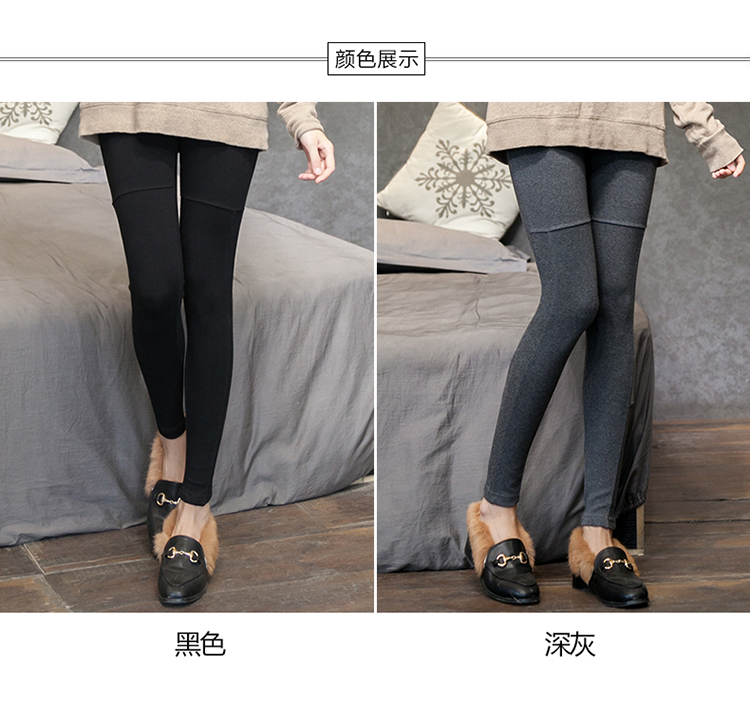 JENLUCY mùa xuân và mùa thu dày cotton mới không thể đủ khả năng các đường khâu sọc dọc bắp chân mặc quần legging eo cao quần ngố nữ cao cấp