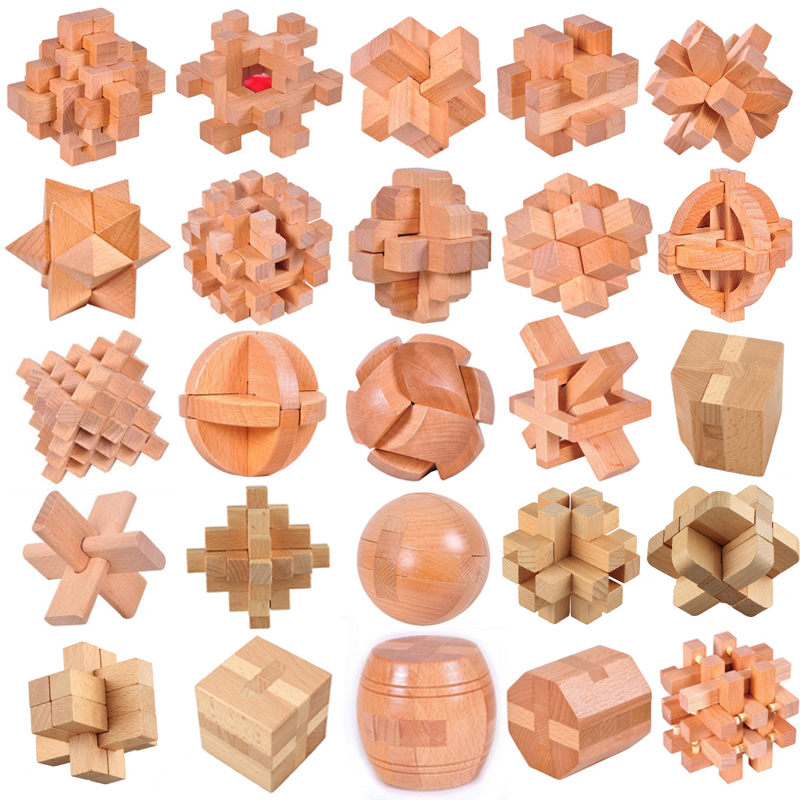 Wooden Kongming lock Luban lock disassembly and unlocking adult children's gift puzzle unlocking and unlinking leisure small toys