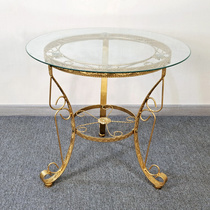 New Modern Iron Art Small Tea Table Tempered Glass Small Round Table Balcony Patio Tea Casual Metal Tea Table Brief