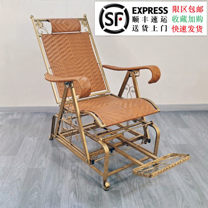 New balcony iron rocking chair imitation rattan weaving nap chair home reclining chair multifunctional adult rocking chair direct sales