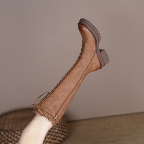 Ann it shows temperament and fashionable ~ Knight boots womens thick-soled boots thick-heeled high-top Martin boots but knee-length boots