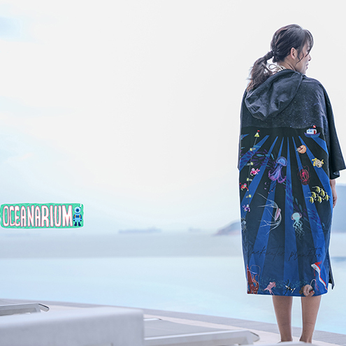 Oceanarium Quick-Drying Beach Poncho Bathrobe Snorkeling Diving Surfing Changing Robe Poncho Towel Clothing