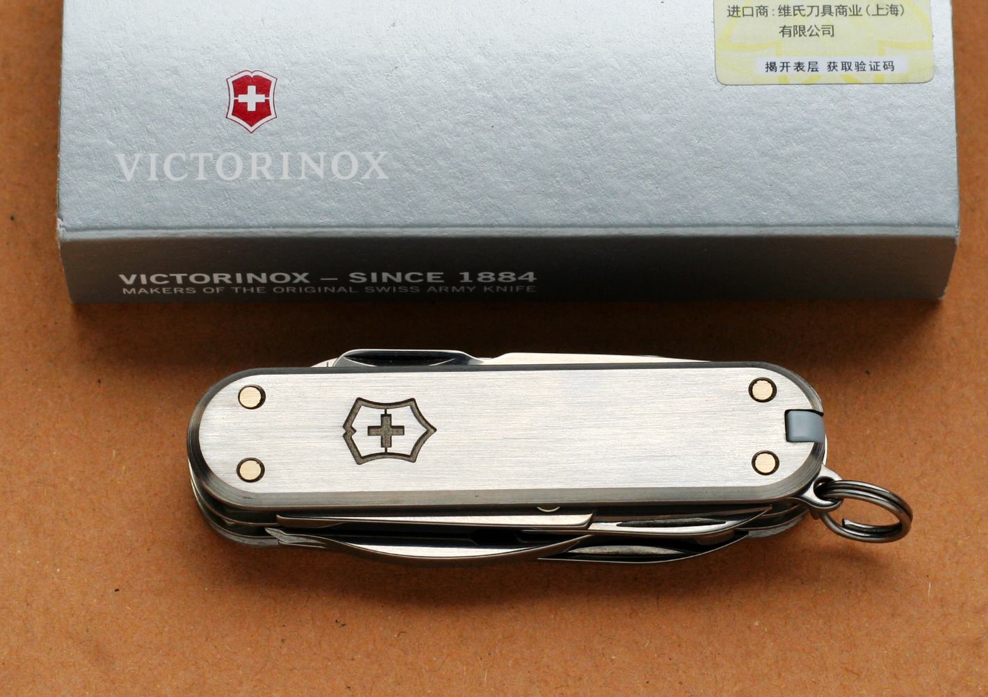 Vickers tc4 titanium alloy 58mm Swiss army knife titanium handle mini champion 0 6385 knife portable knife