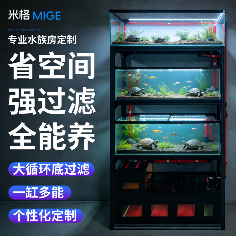 Upgraded Turtle Tank System, Tank Arrangement, Turtle Breeding Tank, Narrow Bridge Turtle Razor Tank Set, Can Add Egg-Laying Pool
