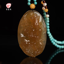 Baolei Yuan natural Agate Guanyin pendant Male Jizo Bodhisattva Year of Life Primary color ice species Chalcedony