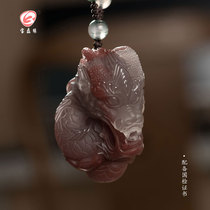 Flying dragon in the sky Primary color purple green Agate carved dragon mens necklace pendant natural chalcedony business success Baolei Yuan