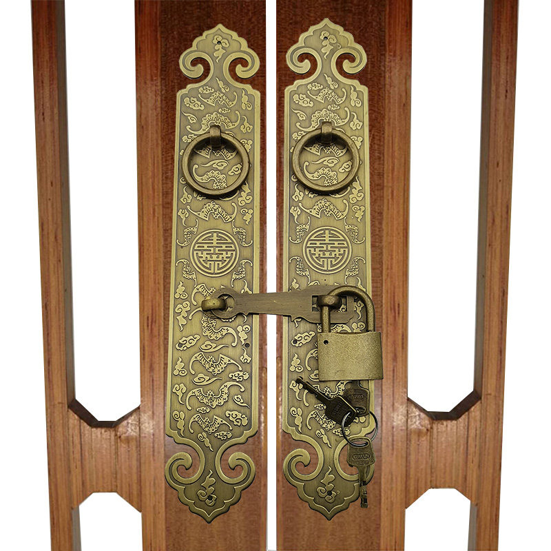 Chinese door pure copper insertion lock imitates ancient door and window pure copper handheld door lock door and door lock handkkung old wooden door buckle