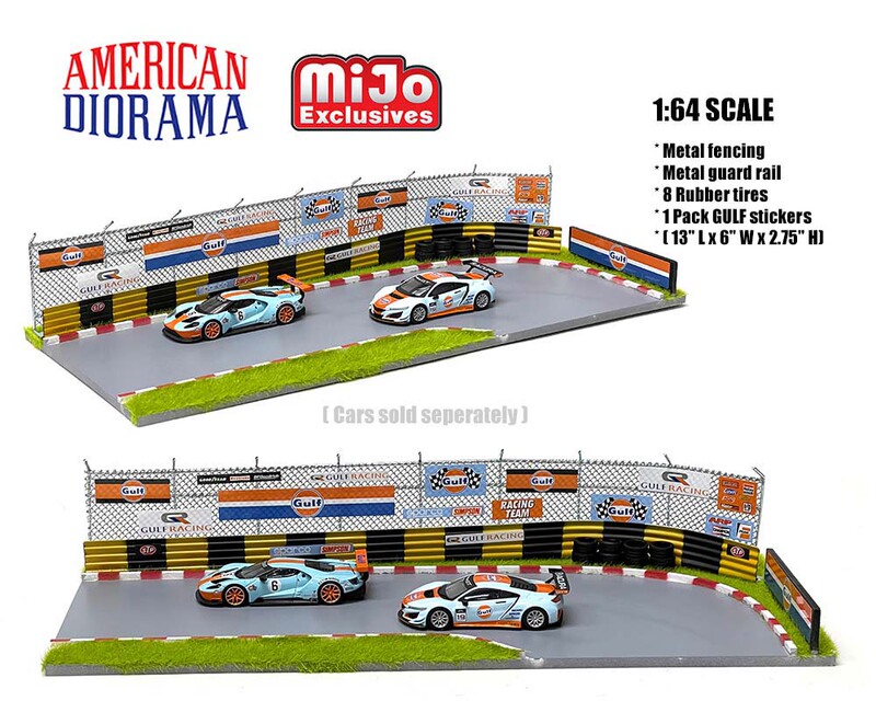 Ad Alloy Mijo 1:64 Gulf Oil Racing Track Scene 76533 (Racing Car Not Included)
