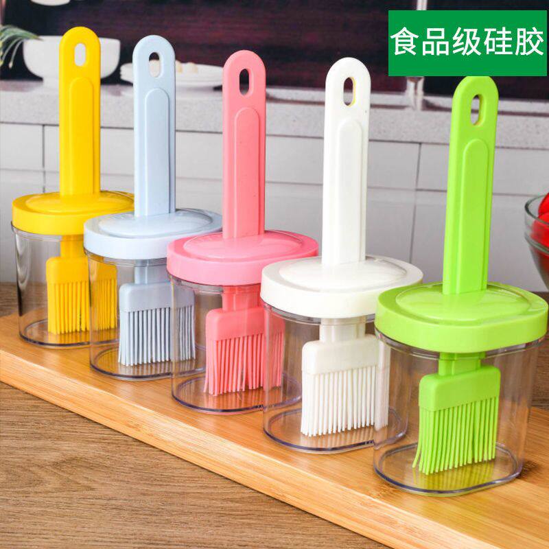 Silicone oil brush barbecue oil brush kitchen pancake household high temperature resistant edible brush sauce press type with bottle integrated