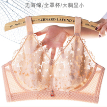 Large size ultra-thin bra D cup summer thin lace mesh full cup without steel rim sexy perspective big chest