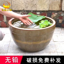 Earth Tao retro-built view fish Sleeping Lotus Rough Pottery Marinated Pickled Meat Fermentation Old Fashioned Ceramic Home Chinese Large Storage Water Tank