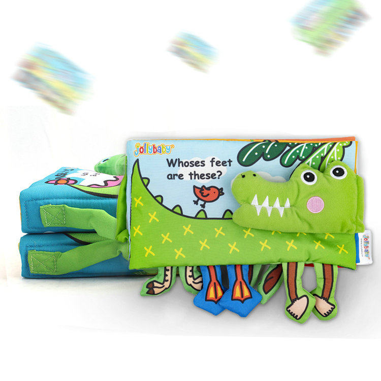 baby multifunction animal foot girl book crocodile cloth book baby solid cloth book with sound paper BB instrumental color box dress
