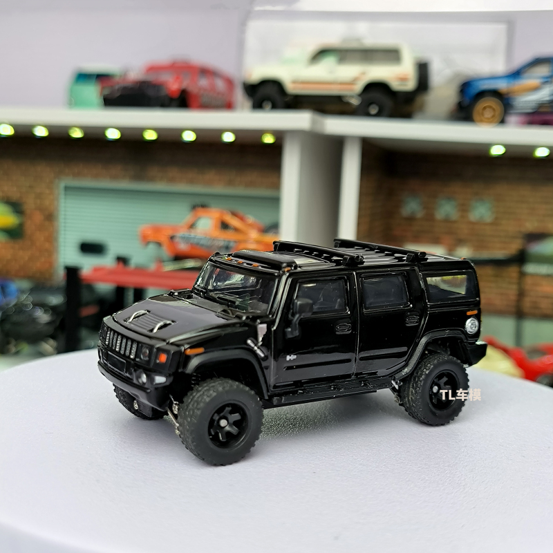 Jkm Hummer H2 Alloy Car Model 1:64 Modified with Rubber Tires and Shock Absorbers, Modified Off-Road Vehicle Car Model Collection