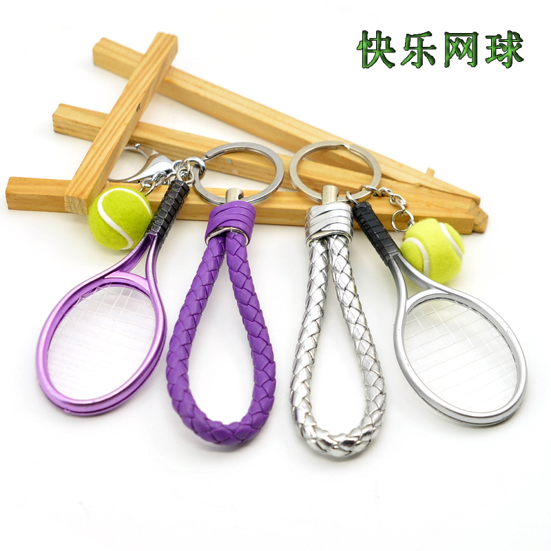 Simulation mini tennis racket key ring chain rope bag small pendant decoration competition souvenir birthday gift