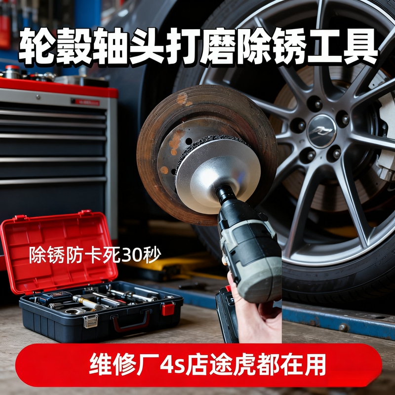 Wheel Hub Axle Head Brake Disc Grinding Head Rust Removal Maintenance Tool to Prevent Jamming, Aluminum Alloy, Safe and Wear-Resistant Type Wheel Hub Axle Head Brake Disc Grinding Head Rust Removal Maintenance Tool to Prevent Jamming, Aluminum Alloy, Safe and Wear-Resistant Type