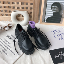 2021 Spring New ins small leather shoes female British retro pine cake shoes thick soled versatile student soft girl single shoes tide
