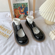 Magic sticker jk big head shoe soft girl with round head shoes 2022 new black 100 lap day ensemble cute Lolita small leather shoes