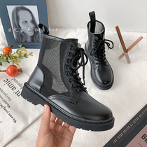 Black Martin boots female summer thin students 2021 New English style boots breathable mesh handsome ins tide