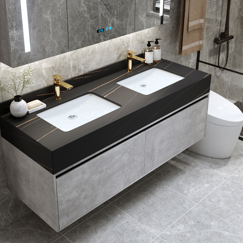 Rock plate integrated modern minimalist light and luxurious bath room cabinet combined floor washout washsink wash basin Wash Table Basin Makeup room