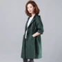 Quần áo hàng chính cỡ lớn phiên bản Hàn Quốc của phần dài giản dị in áo khoác trùm đầu áo khoác nữ 2018 mùa thu phong cách mới áo khoác thể thao nữ