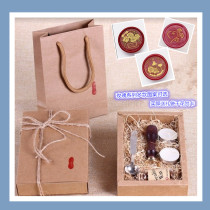Fire paint seal Rose series retro Kraft paper hemp rope wax grain gift box gift bag dried flower greeting card Valentines Day gift