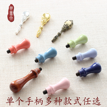 European style vintage hot paint seal handle macaron color wooden handle bronze metal handle a variety of DIY perimeter