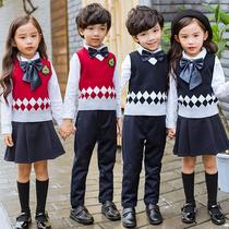 Kindergarten Garden Clothes Spring and Autumn Set Childrens School Uniform English Style Primary School Class Clothes Vest Three Piece Set