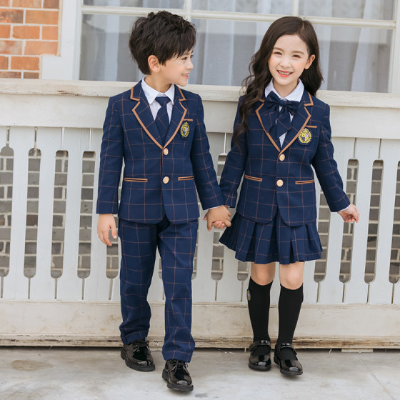 Suit class uniform primary school students school uniform boys and girls three-piece suit spring and autumn winter British college style kindergarten uniform