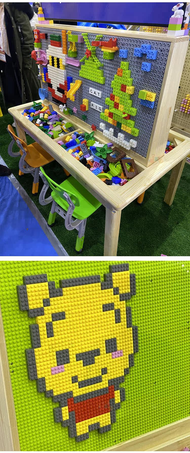 Многофункциональные детские игрушки, Игровые столы 早教儿童积木桌子实木游戏桌益智教玩具松木多功能宝宝学习台全套 OTHER