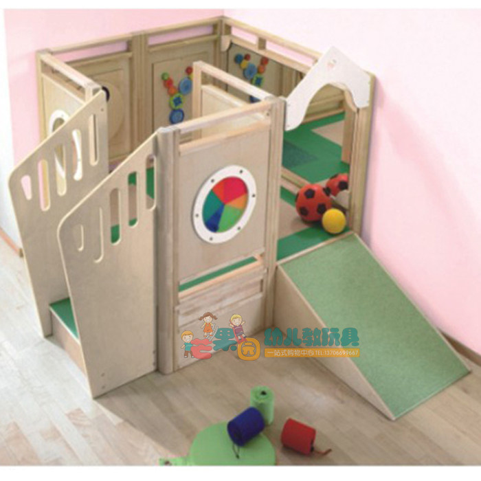Zone Corner Composition Climbing Slip B Morning Classroom Wooden Feeling Integrated Large Slide Ladder Game House Children Physical Fitness Training Toys