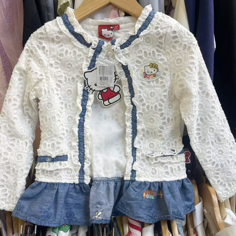 Sanrio Co-Branded Girls' Spring and Summer Lace Ruffle Cardigan 120 130 Children's Sun Protection Jacket