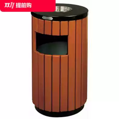 Steel wooden bucket Outdoor park city trash can outdoor peel box Community street outdoor trash can