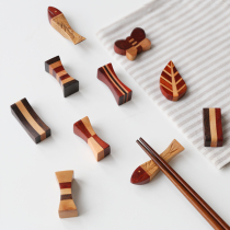 Creative splicing chopsticks support Japanese style chopsticks holder hotel home mahogany chopsticks pillow solid wood tableware rack 5