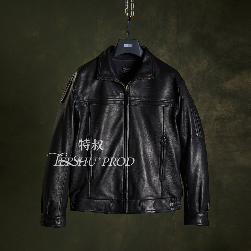 Uncle Thunder 02-Style Pilot Uniform Men's Leather Jacket Genuine Leather Jacket Sheepskin Casual Fashion Stand Collar Autumn and Winter Coat Uncle Thunder 02-Style Pilot Uniform Men's Leather Jacket Genuine Leather Jacket Sheepskin Casual Fashion Stand Collar Autumn and Winter Coat