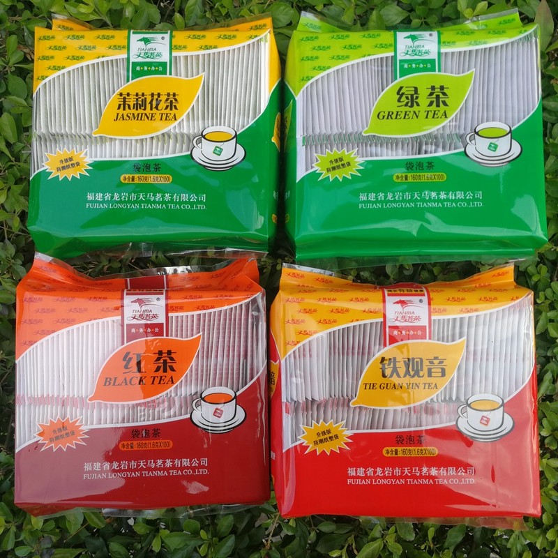 Golden Dragon Pot Black Tea Bag Green Tea Jasmine Guanyin Tea 100 Pouch Pu'er Commercial Hotel Guesthouse Bag Bubble Tea-Taobao